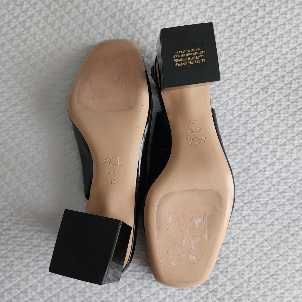 AGL New Black Patent Slingback Heels. Store Display. - Picture 7 of 8